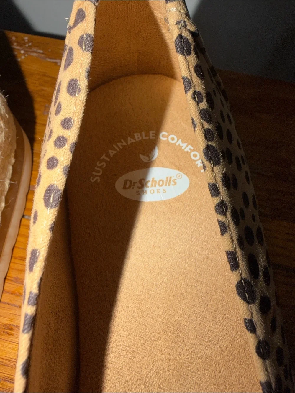 Dr. Scholl's Tan Espadrille Slip-Ons with Black Spot Print